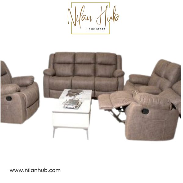 Grey Recliner Sofa Set - Bruno