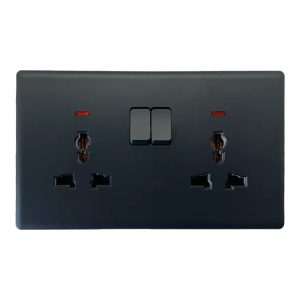 Double Socket Universal - Matt Black