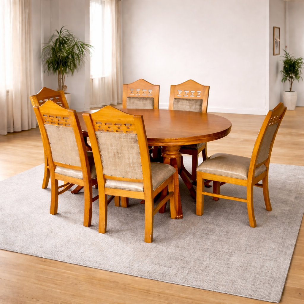 Oval Mahogany Dining Set – 6 Seater