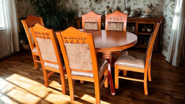 Oval Mahogany Dining Set – 6 Seate