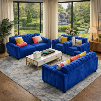 Blue Chesterfield 7-Seater Sofa Set