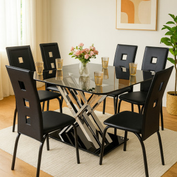 Astra 6-Seater Glass Dining Set