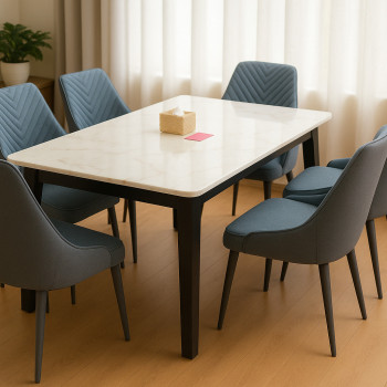 Novara 6-Seater Marble Dining Set