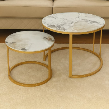 LuxeMarble Nest Stools Set