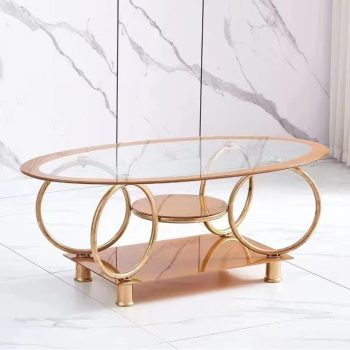 Modern Glass Coffee Table – Minimalist Metal Frame