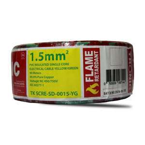 Single Core Solid Cable 1.5mm- Yellow/Green