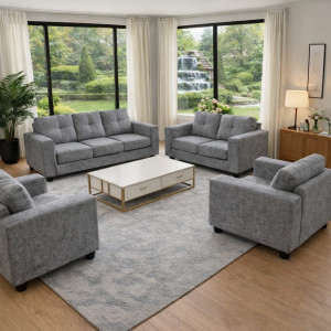 Box Arm Premium Fabric Sofa Set (3-2-1-1)