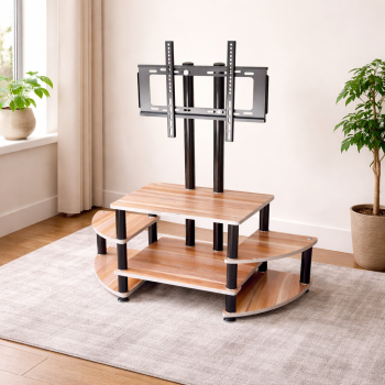 Modern TV Stand with Mount and Storage Shelves